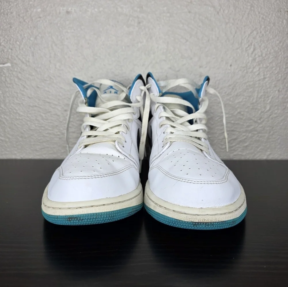 Nike Air Jordan 1 Mid High Top White Black Laser Blue Sneaker Shoe Size Us 15‎